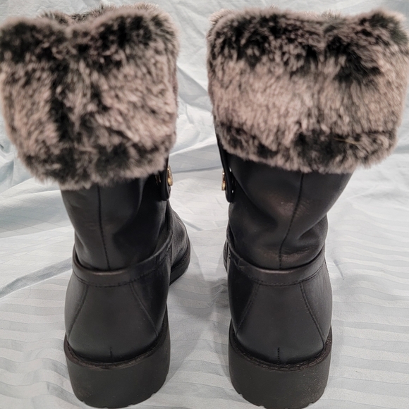 Cole Haan Women's Breene Cold-Weather Black Leather and Fur Boots - Size 5 - Picture 5 of 6